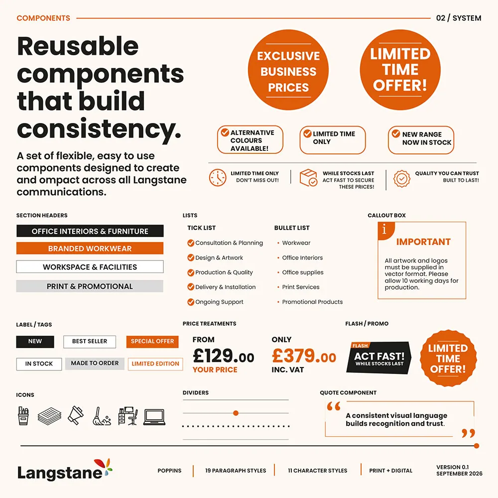 Langstane Design System promotional components